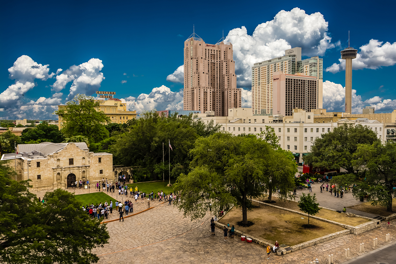Alamo with clouds